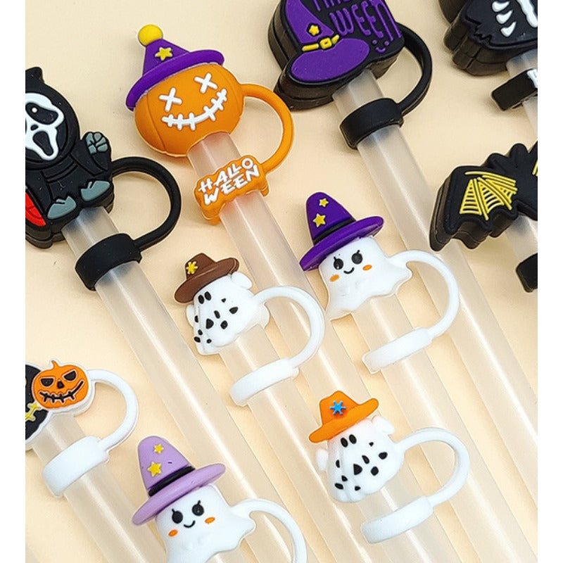 Wholesale10pcs Silicone Straw 10mm Dust Cap Halloween Straw Cap Silicone Sleeve